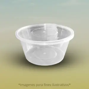 Taza redonda transparente PP de 750ml con tapadera