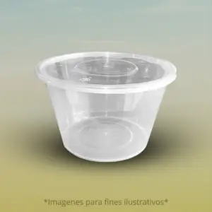 Taza redonda transparente PP de 1000ml con tapadera