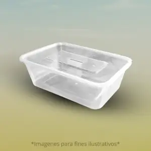 Envase rectangular transparente de PP 500ml con tapadera