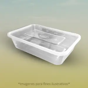 Envase rectangular transparente de PP 750ml con tapadera