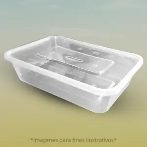 Envase rectangular transparente PP de 1000ml con tapadera