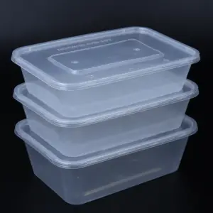 Envase rectangular transparente de PP 500ml con tapadera