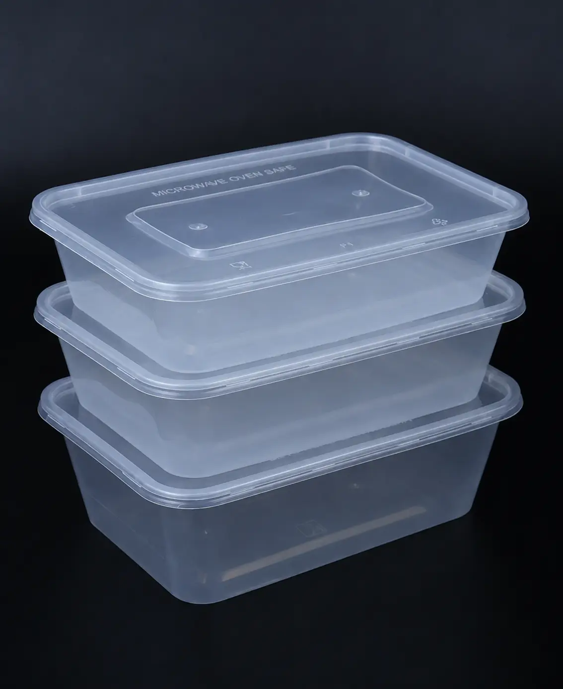 Envase rectangular transparente de PP 500ml con tapadera