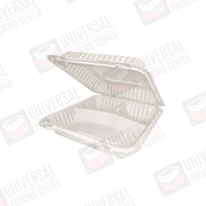 Contenedor Cuadrado Hueso Plástico de 8″x8″ con 3 Divisiones con bisagra