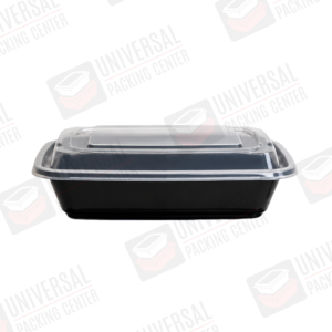 Envase Rectangular Negro de Plástico PP de 24onz con tapadera