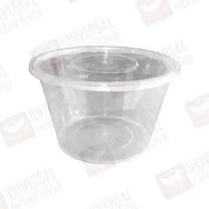 Taza redonda transparente PP de 1000ml con tapadera