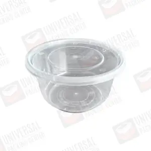 Taza redonda transparente PP de 400ml con tapadera
