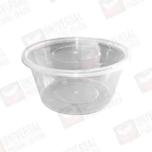 Taza redonda transparente PP de 750ml con tapadera