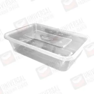 Envase rectangular transparente PP de 1000ml con tapadera