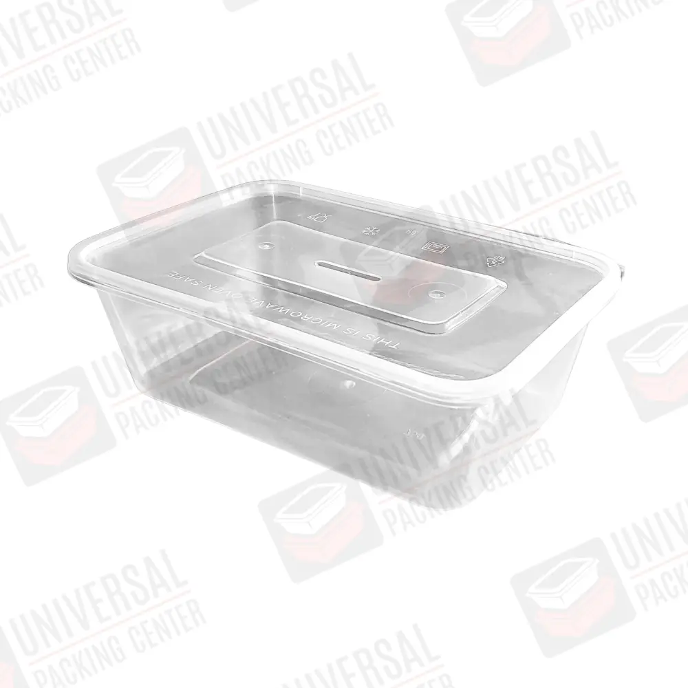 Envase rectangular transparente de PP 500ml con tapadera